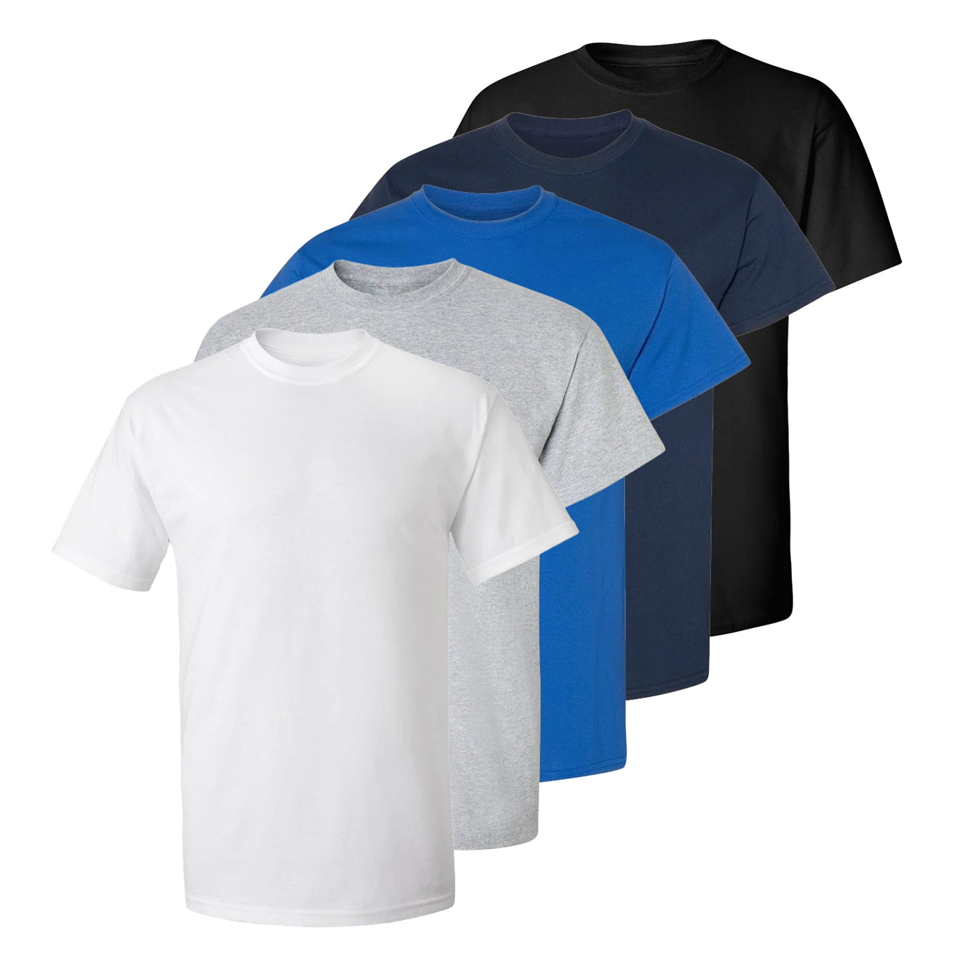 Set 5 TRICOURI Bărbați, din Bumbac 100% (Rezistent), Guler Dublu (NU se lărgește), Croi Regular (Comod), MULTICOLORE (pentru orice Stil)